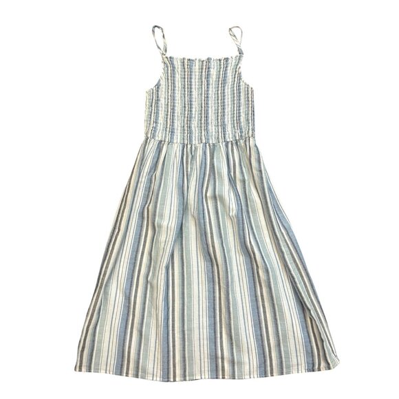 Striped Sleeveless Smocked Midi Dress Chelsea & Violet Girls Large Cream Blue - Picture 5 of 5